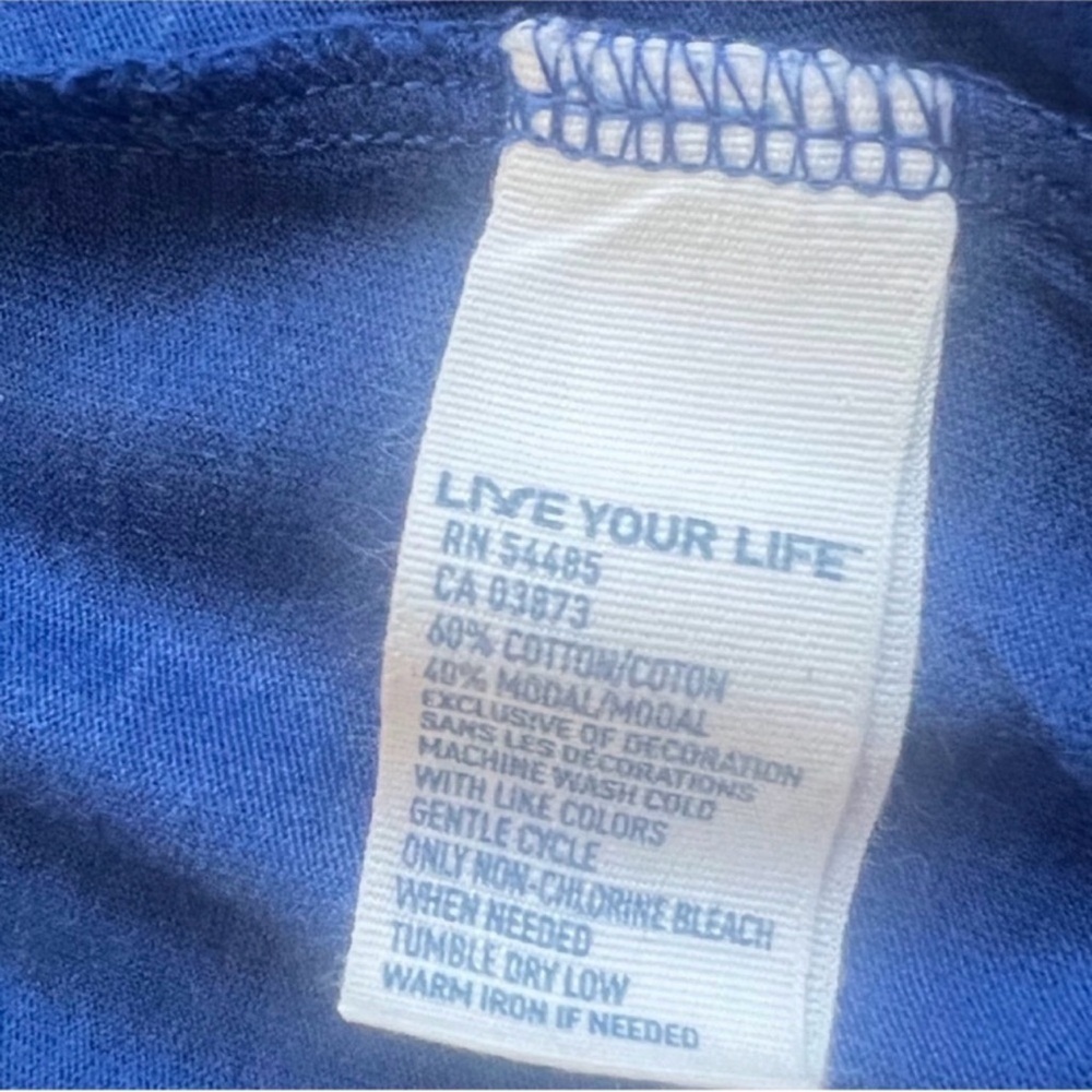Y2K American Eagle Blue Henley Top Embroidered Eagle Button Front M - Picture 7 of 7